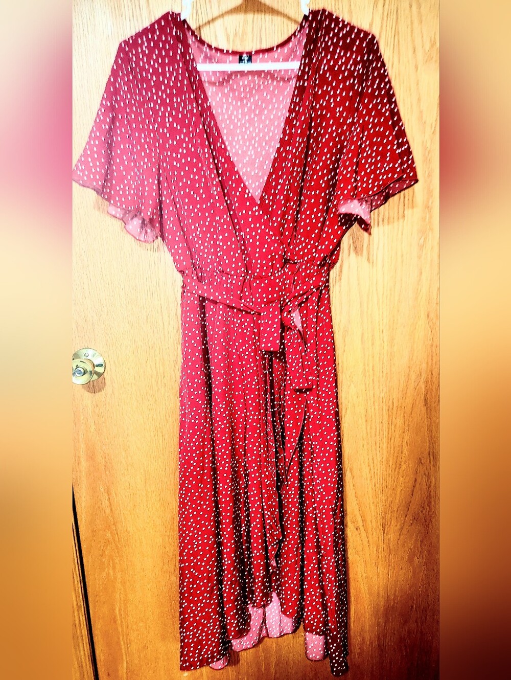 Red Polka Dot Faux Wrap Dress